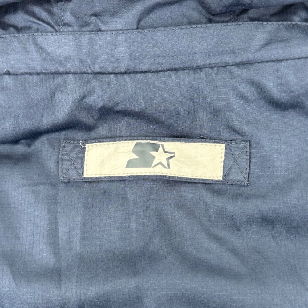 VTG Starter Hooded Windbreaker Jacket Men 3XL Navy Blue Grey Fleece Lined Sporty - Picture 15 of 16